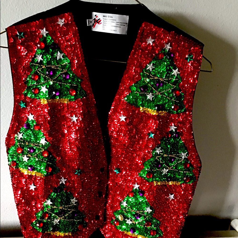 Holiday sequin vest